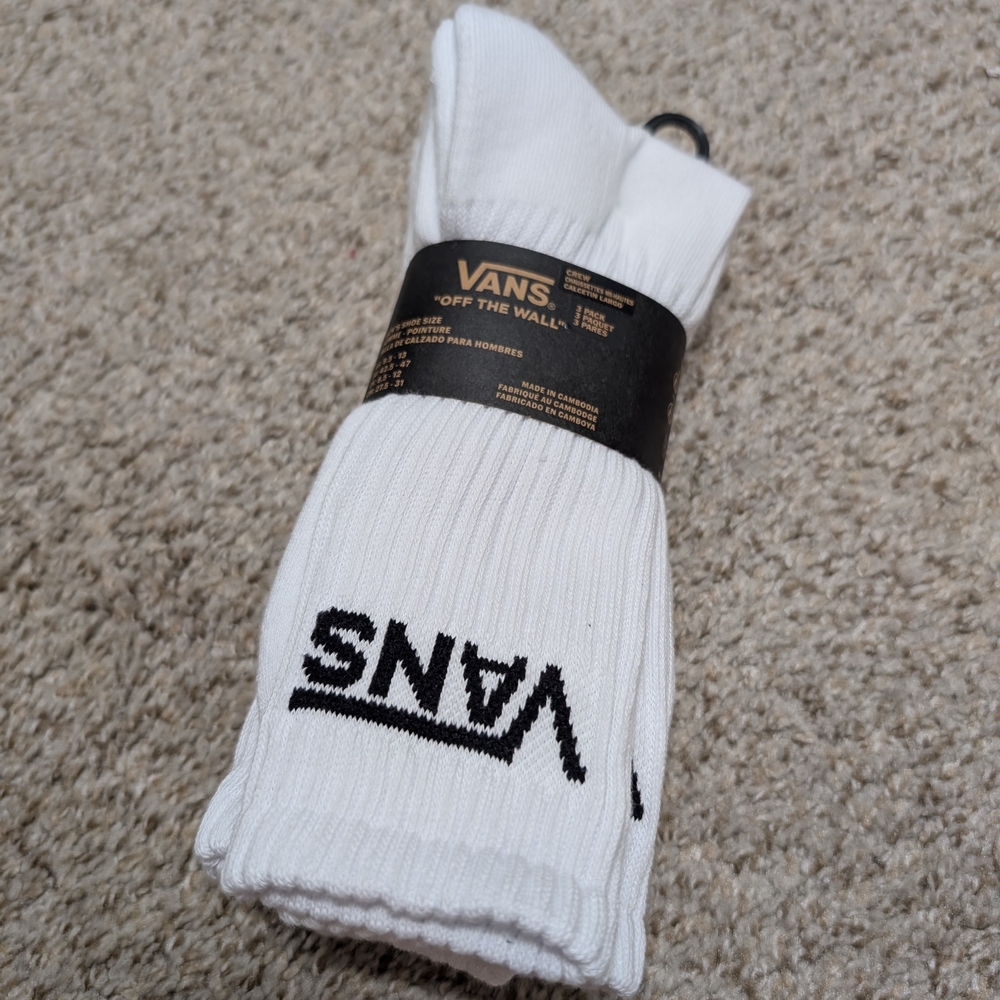 3 Pack Vans White Crew Socks